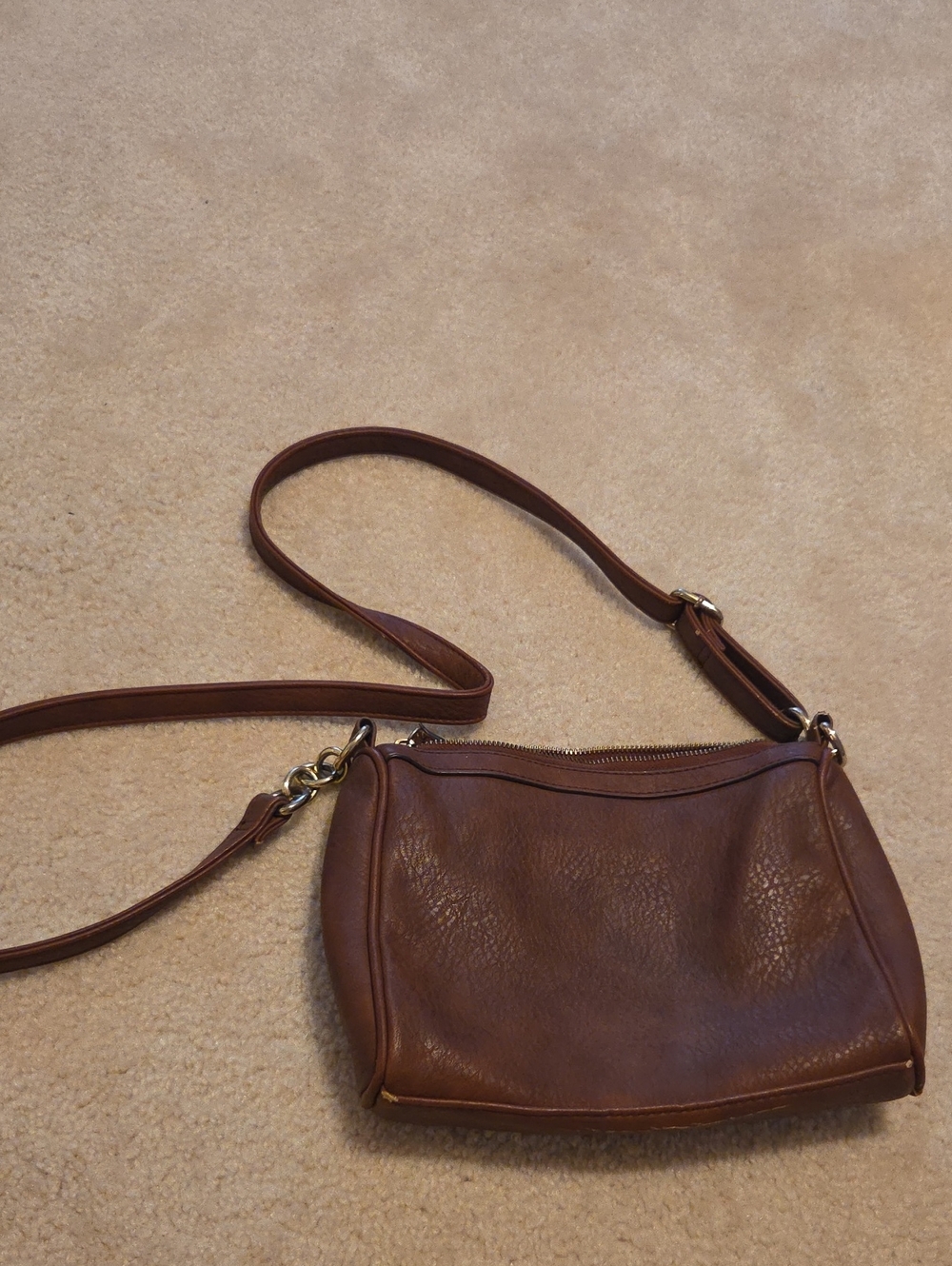 Charming Charlies Slim Brown Leather Crossbody Bag with Adjustable Strap